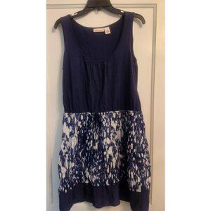 DKNY Jeans Scoop Neck Dress -Blue Sleeveless Top Abstract Print Skirt Size